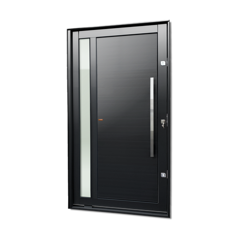 Porta Pivotante Alumínio Lambril Visione c/Pux.Dir. Elite Preto 240x130 Brimak