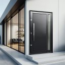 Ver imagem 2 de Porta Pivotante Alumínio Lambril Visione c/Pux.Dir. Elite Preto 240x130 Brimak