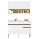 Ver imagem 1 de Armário de Cozinha e Balcão com Pia 120cm Lina K02 Supremo/Freijó - Mpozenato