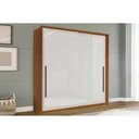 Ver imagem 1 de Guarda Roupa 2 Portas de Correr (1 C/ Espelho) e 2 Gavetas Valência Freijo/branco - Politorno