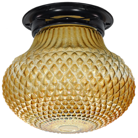 Plafon Aluminio Preto Paraquedas Bico de Jaca Ambar Retrô