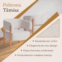 Ver imagem 3 de Poltrona Tâmisa Confortável Madeira Maciça Tecido Linho Mescla Cinza