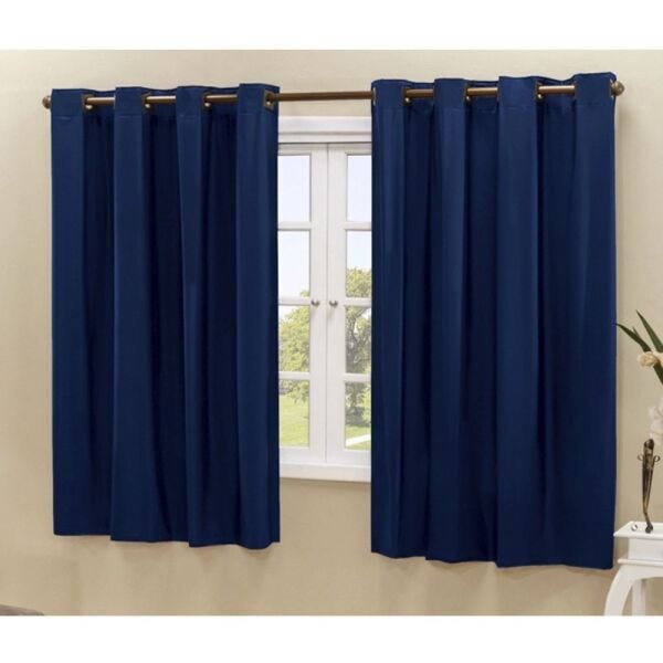 Cortina Blackout Corta 100% A Luz para Sala de Estar Moderna 2,00 x 1,60 Metros Varao Normal Azul - 1