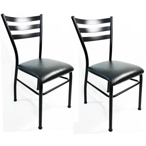 Kit 2 Cadeiras de Cozinha com Reforço Preta Assento Preto