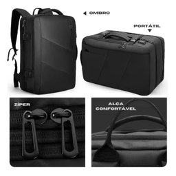 Mochila Impermeável Masculina Expansível Notebook 17,3 e Usb:preto - 6