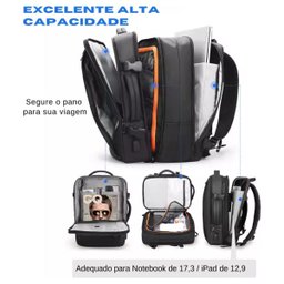Mochila Impermeável Masculina Expansível Notebook 17,3 e Usb:preto - 5