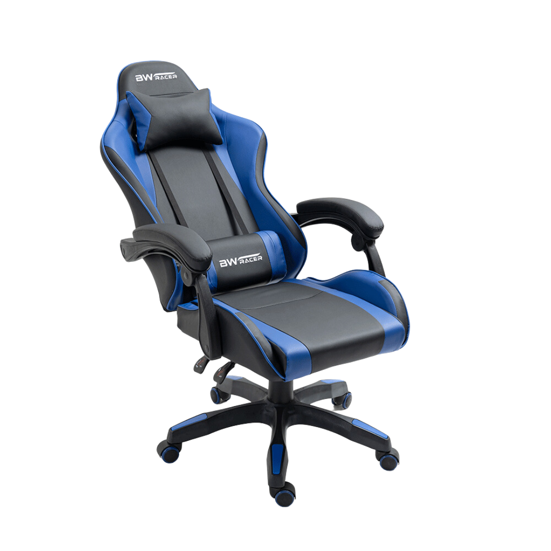 Cadeira Gamer Racer Giratória Reclinável Couro:preta e Azul - 2