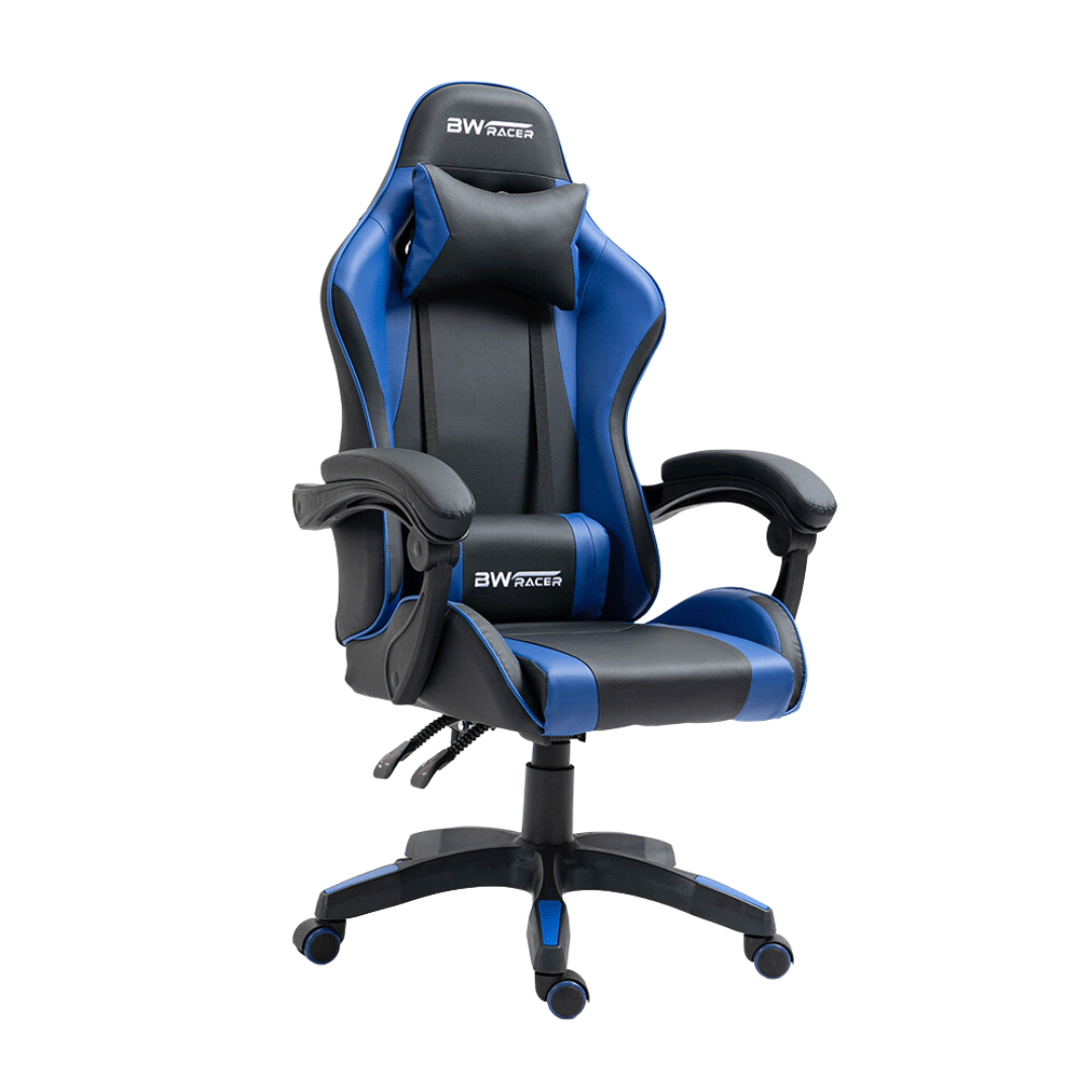Cadeira Gamer Racer Giratória Reclinável Couro:preta e Azul - 3