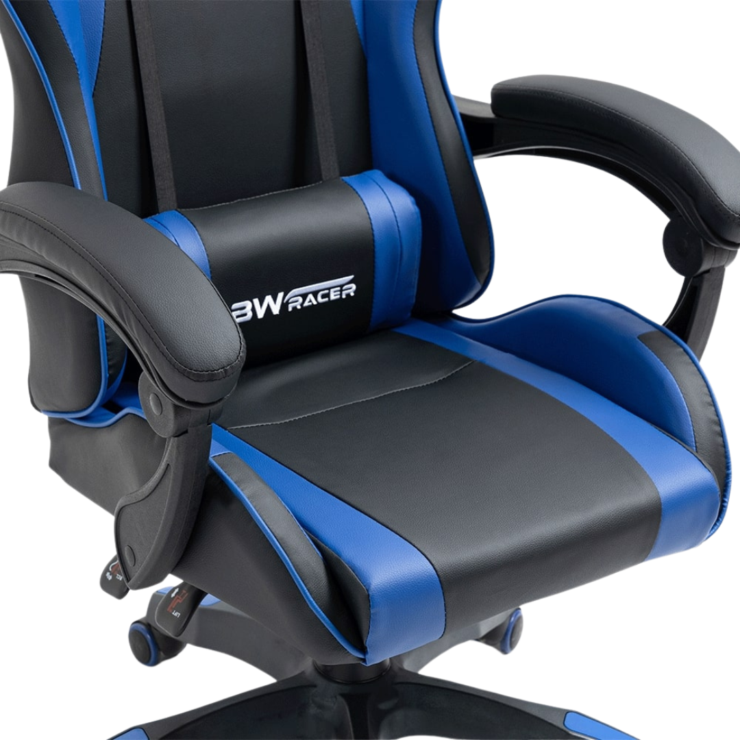 Cadeira Gamer Racer Giratória Reclinável Couro:preta e Azul - 7