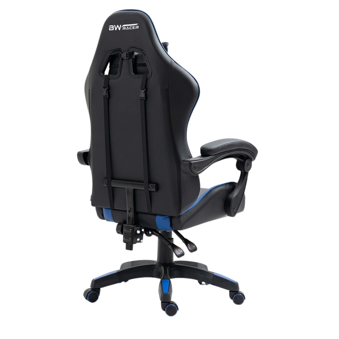 Cadeira Gamer Racer Giratória Reclinável Couro:preta e Azul - 6