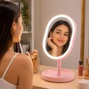 Ver imagem 2 de Espelho de Maquiagem de Mesa com Iluminacao LED Recarregavel Moderno Branco Tudo em Caixa