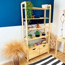 Ver imagem 3 de Estante 6 Prateleiras de Madeira Pinus Linea Ample com 2 Gavetas Natural