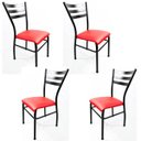 Ver imagem 1 de Kit 4 Cadeiras de Cozinha com Reforço Preta Assento Vermelho