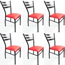 Ver imagem 1 de Kit 6 Cadeiras de Cozinha com Reforço Preta Assento Vermelho
