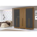 Ver imagem 1 de Guarda Roupa 230cm Casal 6 Portas 2 Gavetas - Atacama Ripado/ Grafite Aramóveis