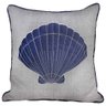 Almofada Linho C/seda 52x52 C/apliq Azul Concha C/corda - 1