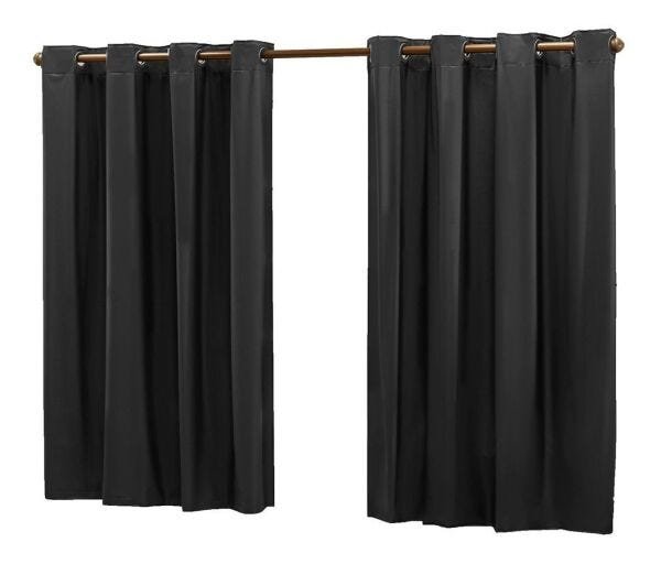 Cortinas Blackout Corta 100% A Luz para Sala ou Quarto 2,00 x 1,60 Metros Varao Normal Cor Preto - 1