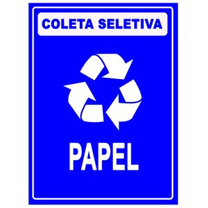 Placa Coleta Seletiva Condomínio Material Reciclável - Papel Reciclável 15x20cm Tacolado 05 Unidades