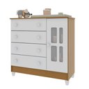 Ver imagem 3 de Cômoda Infantil 4 Gavetas com Porta Fraldário Ariel 100% MDF Marrom/Branco/Bétula