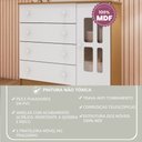 Ver imagem 7 de Cômoda Infantil 4 Gavetas com Porta Fraldário Ariel 100% MDF Marrom/Branco/Bétula