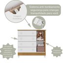 Ver imagem 5 de Cômoda Infantil 4 Gavetas com Porta Fraldário Ariel 100% MDF Marrom/Branco/Bétula