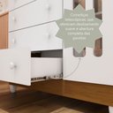 Ver mais imagens de Cômoda Infantil 4 Gavetas com Porta Fraldário Ariel 100% MDF Marrom/Branco/Bétula