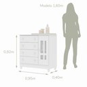 Ver imagem 4 de Cômoda Infantil 4 Gavetas com Porta Fraldário Ariel 100% MDF Branco