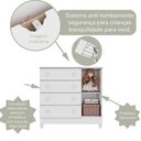 Ver imagem 5 de Cômoda Infantil 4 Gavetas com Porta Fraldário Ariel 100% MDF Branco