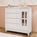 Ver imagem 1 de Cômoda Infantil 4 Gavetas com Porta Fraldário Ariel 100% MDF Branco