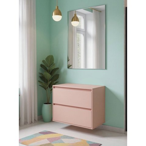 Gabinete para Banheiro com Espelho 80cm MDF Rosa Dubai - On Móveis