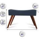 Ver imagem 2 de Puff Cama Inbox Aluna Retangular com Pés em Madeira Maciça Tecido Suede Azul