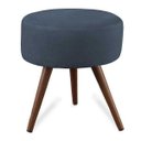 Ver imagem 1 de Puff Cama Inbox Hilda Redondo com Pés em Madeira Maciça Tecido Suede Azul