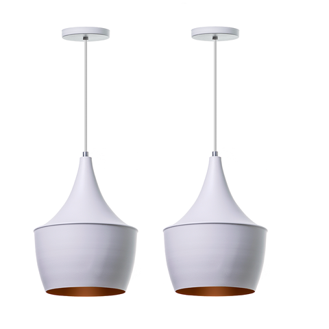 Kit 2 Lustre Pendente Interno Mesa Jantar Balcão Balão Alumínio Cor: Branco