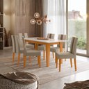 Ver imagem 7 de Mesa de Jantar Liz com 6 Cadeiras Estofadas Linea Suede Freijo Off White Poliman