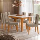Ver imagem 2 de Mesa de Jantar Liz com 6 Cadeiras Estofadas Linea Suede Freijo Off White Poliman