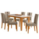Ver imagem 1 de Mesa de Jantar Liz com 6 Cadeiras Estofadas Linea Suede Freijo Off White Poliman