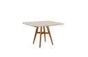 Ver imagem 1 de Mesa de Jantar Atenas Madeira Maciça 90x90cm Tampo Quadrado Vidro Móveis Minas Off White
