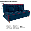 Ver imagem 4 de Sofa Cama 2 Lugares 185 Cm Duda Veludo E433 Azul Milani Store