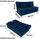 Ver imagem 3 de Sofa Cama 2 Lugares 185 Cm Duda Veludo E433 Azul Milani Store