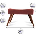 Ver imagem 2 de Puff Cama Inbox Aluna Retangular com Pés em Madeira Maciça Tecido Suede Vermelho
