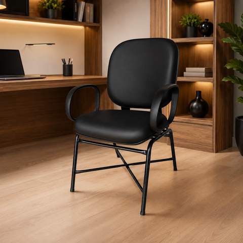 Cadeira Escritório Ergonômica Executiva Giga Plus Size Reforçada Fixa Courino Sintético