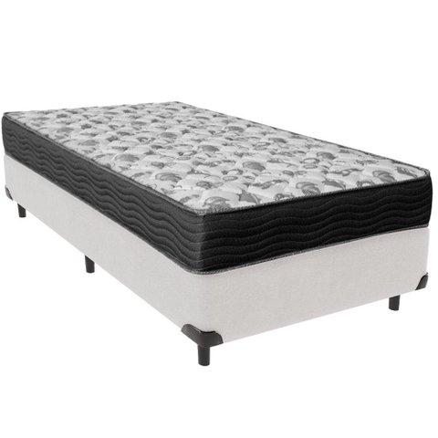 Cama Box Branco e Colchão Iso100 Espuma D33 Solteiro Ortobom