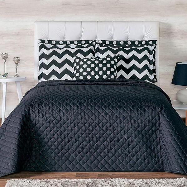 Kit Cobre Leito Casa Dona Missoni Queen 08 Peças Preto - 1