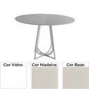 Ver imagem 1 de Mesa de Jantar Redonda 110cm Mh-5299 Madeira Laca Fosca Off White Vidro Branco Base Off White
