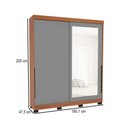 Ver imagem 4 de Guarda-roupa Casal Madrid 2 Portas 2 Gavetas com Espelho Cinza/freijó - Politorno