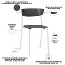 Ver imagem 2 de Kit 02 Cadeiras Empilhável Fixa Atom F02 Base Aço Branco Preto - Lyam Decor