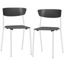 Ver imagem 1 de Kit 02 Cadeiras Empilhável Fixa Atom F02 Base Aço Branco Preto - Lyam Decor