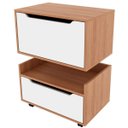 Ver imagem 1 de Kit Balcão e Gabinete de Banheiro 1 Porta 1 Gaveta e Rodízios Amêndoa/Branco
