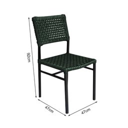 Kit 6 Cadeiras França Corda Náutica Base em Alumínio Preto/verde Musgo - 3