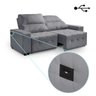 Sofá 3 Lugares Connect Assento Retrátil e Reclinável com USB Suede 2.10M (L) - 1